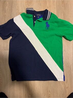 Polo by Ralph Lauren Green, Navy & White Diagonal Stripe Polo